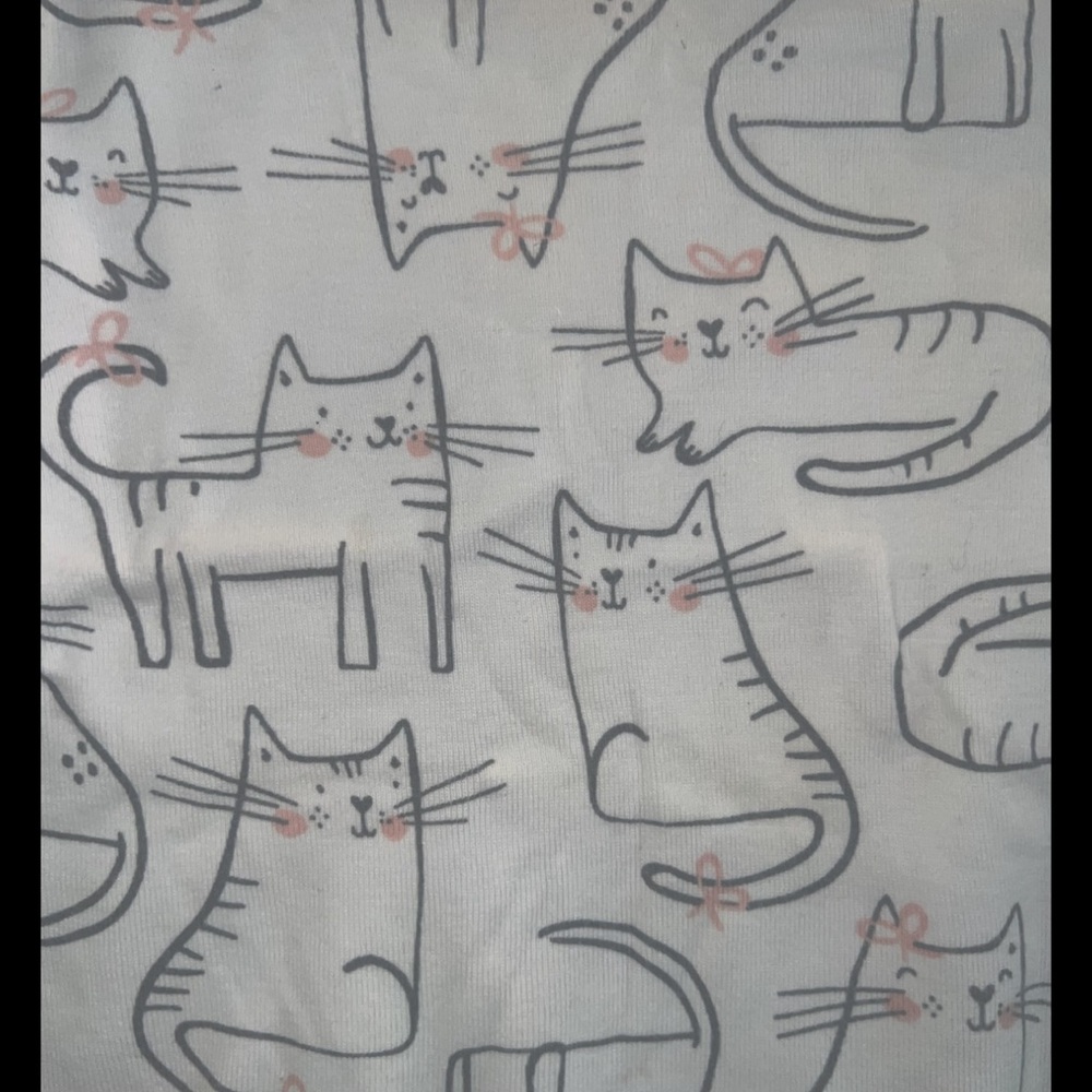 Carter's White Long-Sleeve Cat Print 2PC. PJ set with Pink Trim - Picture 5 of 7